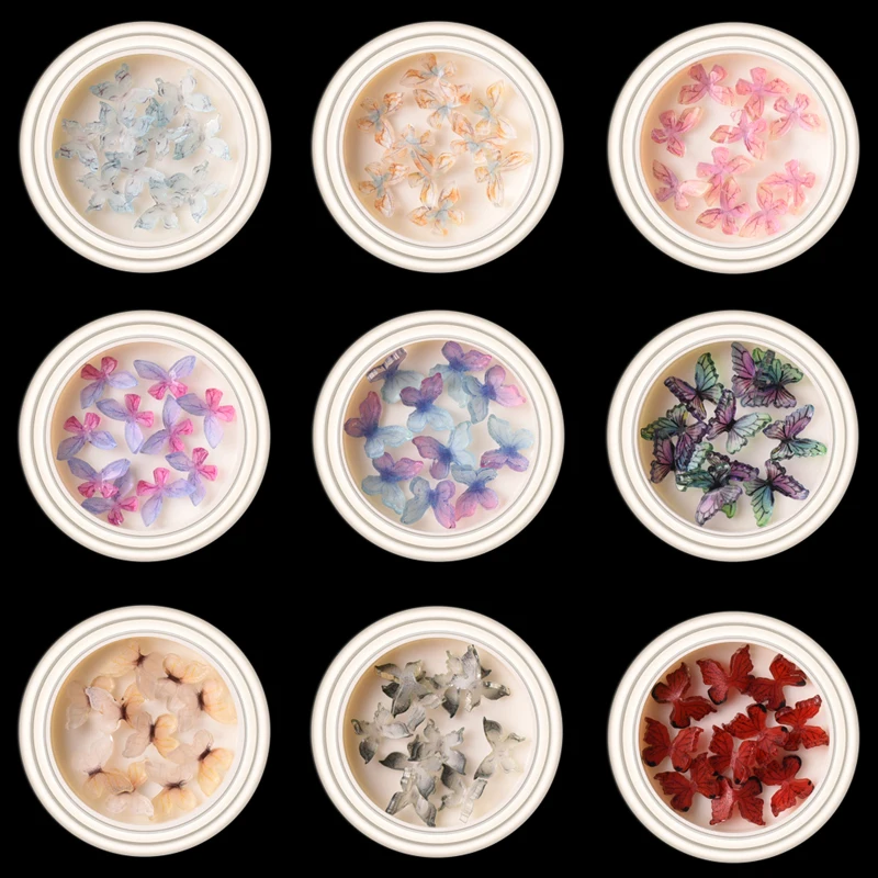 10 шт./банка 19 видов цветов полимерный материал дизайн ногтей сделай сам 3d бабочка украшение для Бабочка
