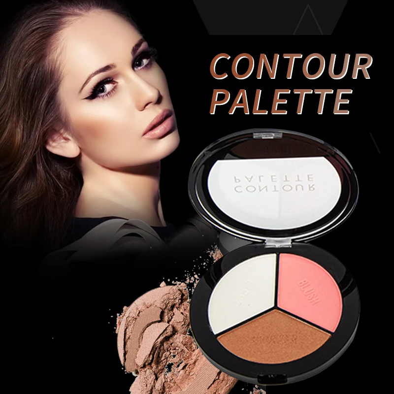 
3 in 1 Highlighter Blusher Bronzer Soft And Delicate Contour Powder Palette 