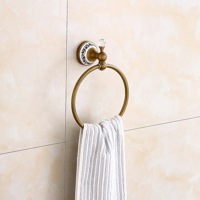 High Quality Bronze Copper Crystal Toilet Accessories Classic Bathroom Hardware Set For Hotel
