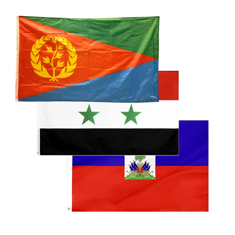 High quality stock 3*5ft polyester Ghana national country red yellow green star flag