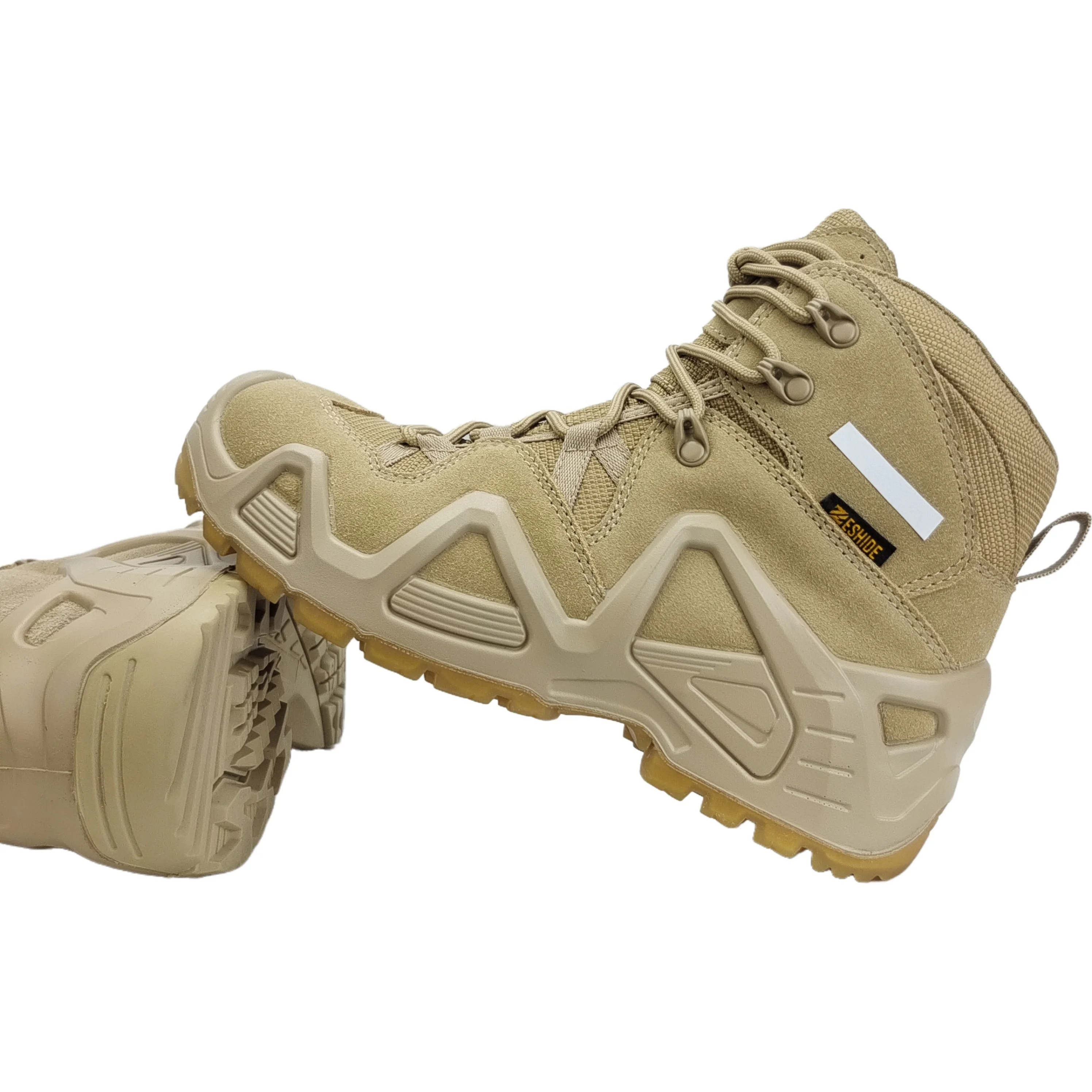 Wholesale custom outdoor khaki waterproof mid-top waterproof hiking boots