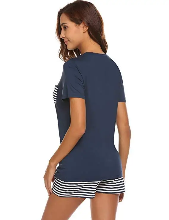 
Breastfeeding Pyjamas Mommy Striped Hospital Loungewear Nursing Maternity Pajamas Plus Size Short Top and Panties 2 Piece Set 