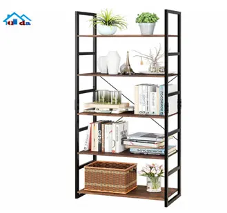 Wooden Metal Bookshelf 4-tiers Wholesale Display Bookcases Multi Functional Shelves Modern Style Living Room Furniture