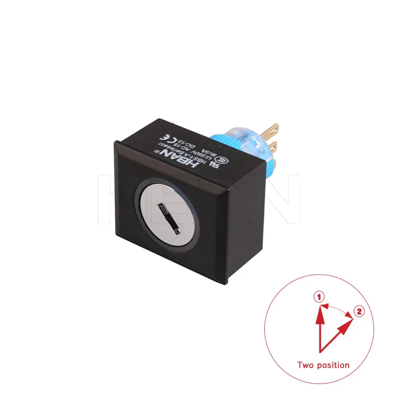 22mm push button plastic 1no1nc pin terminal 2 position latching electrical key operated switch