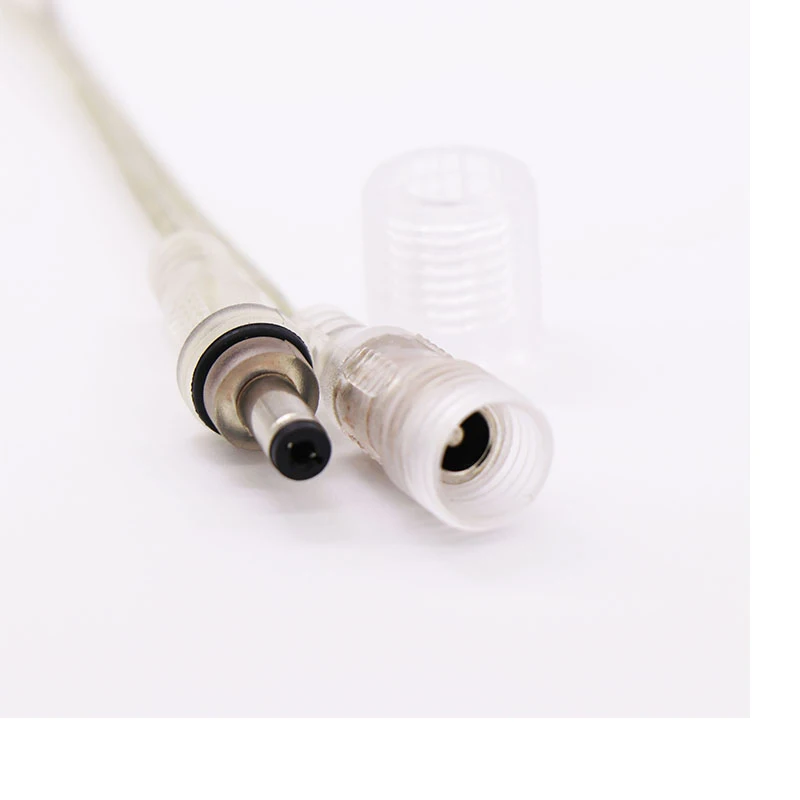 2M Length 5.5*2.1 0.5 20AWG  LED neon Light Transparent Clear Cable Wire Female DC Power Plug Connector
