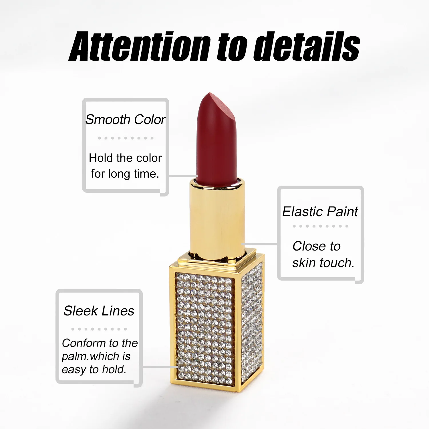 Wholesale Custom Glitter Diamond Lipstick Tubes Nude High Pigment Velvet Lipstick Private Label
