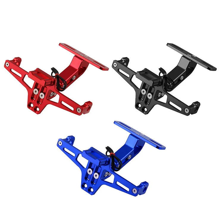 
Прямая поставка с завода, модифицированный телескопический кронштейн для номерного знака из алюминиевого сплава для мотоцикла, светодиодный светильник для руля, номерной знак, номерной знак 