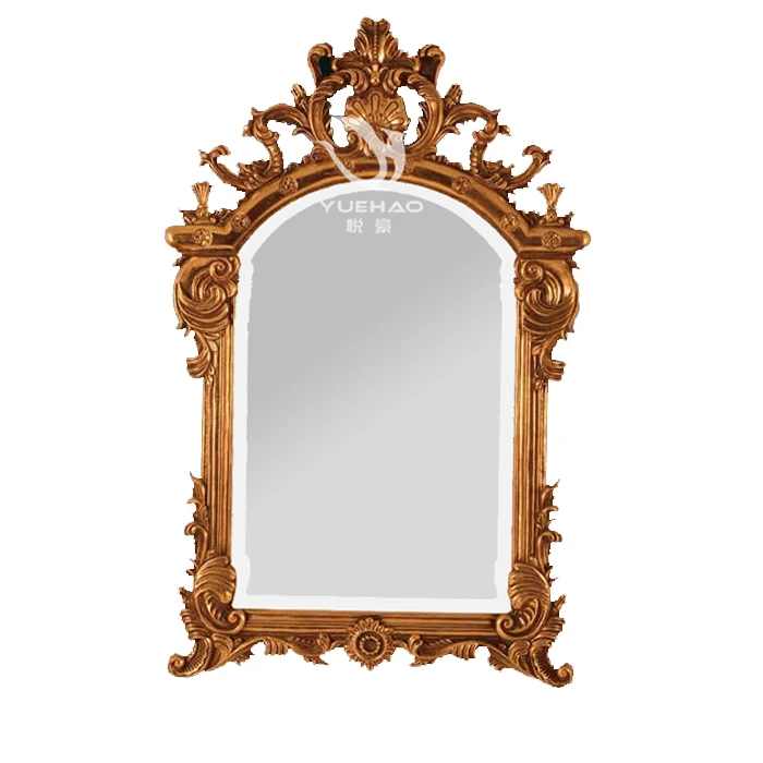 European style home wall mirror decoration oval carved small cosmetic mirror frame