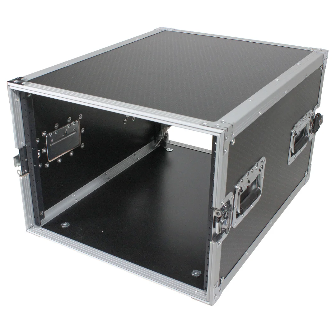 Factory Supply Customize Aluminum Flight Case 8U Space Rack Mount ATA Flight Case 24 Inch Depth with 4 handles