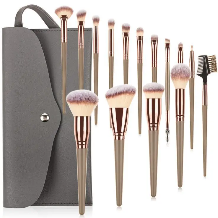 Best Seller 2023 Makeup Item Brochas De Pincel Belleza 15pcs Makeup Cosmetics Brush Kit In PVC Pouch For Wholesale