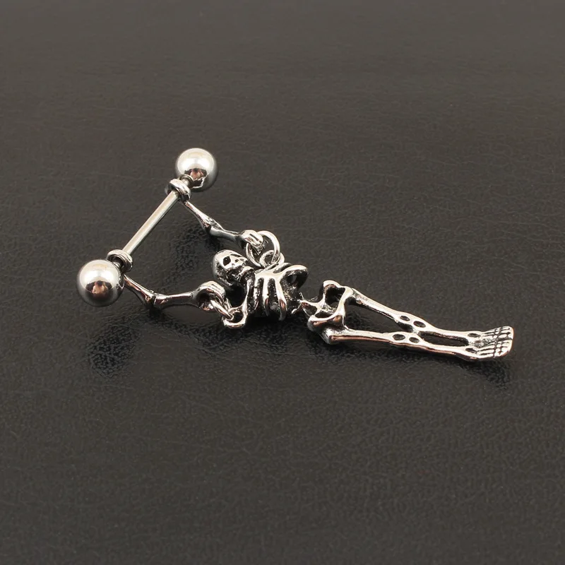 Free Lead Zinc Alloy Skull Pendant Jewelry Surgical Steel Body Jewelry Sexy Women Belly Button Navel Piercing Ring
