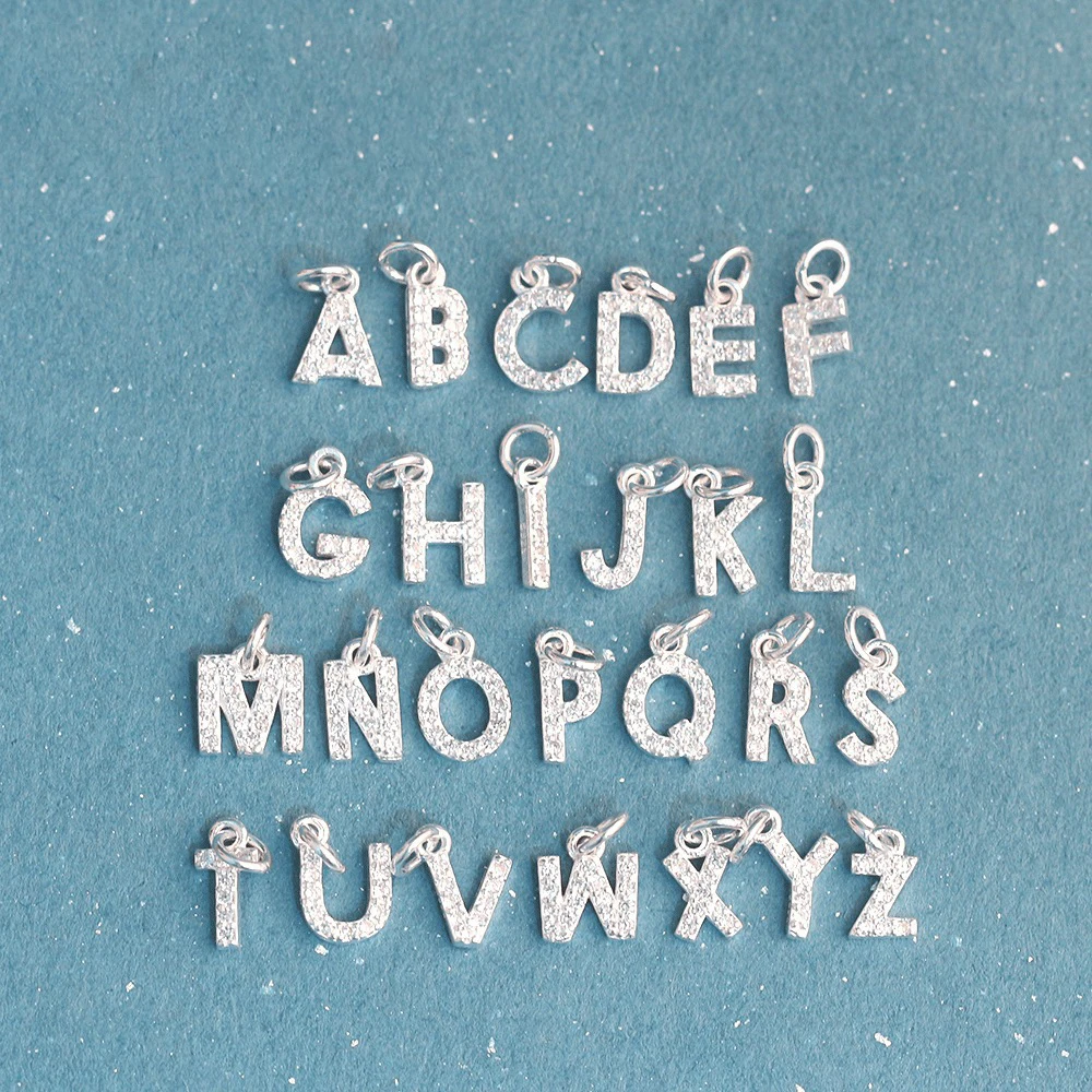 26 букв от A до Z буквы алфавита кулон комплектующие для самостоятельной сборки 925 стерлингового серебра браслет