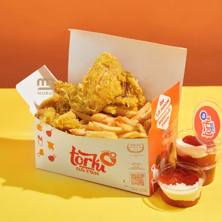 Takeaway Food Packaging Fried Chicken Chips Box Disposable Fries Burger Chicken Takeout Box Custom Fried Chicken Cardboard Boxes
