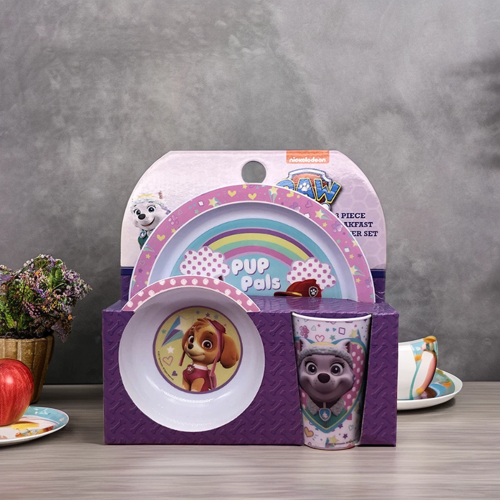 Super Markets Unique Design Hot Sale Customized Reusable Printing Plastic Plate Set Dinnerware set