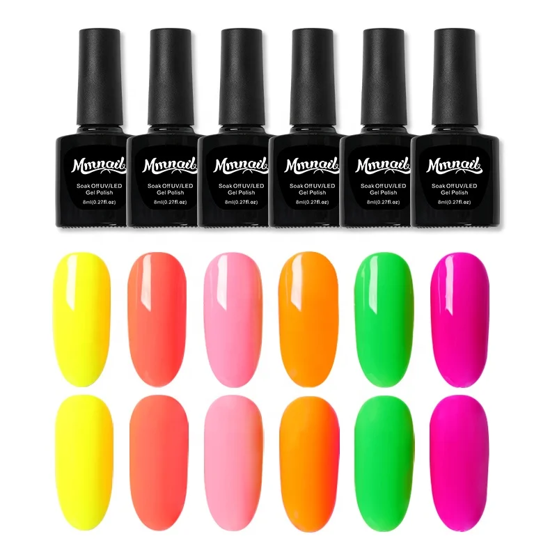 Cheap Price 6 Colors Fluorescence Gel 8ml Luminous Nail Color Polish Gel Party Buddy Light Uv &led Soak Off Gel