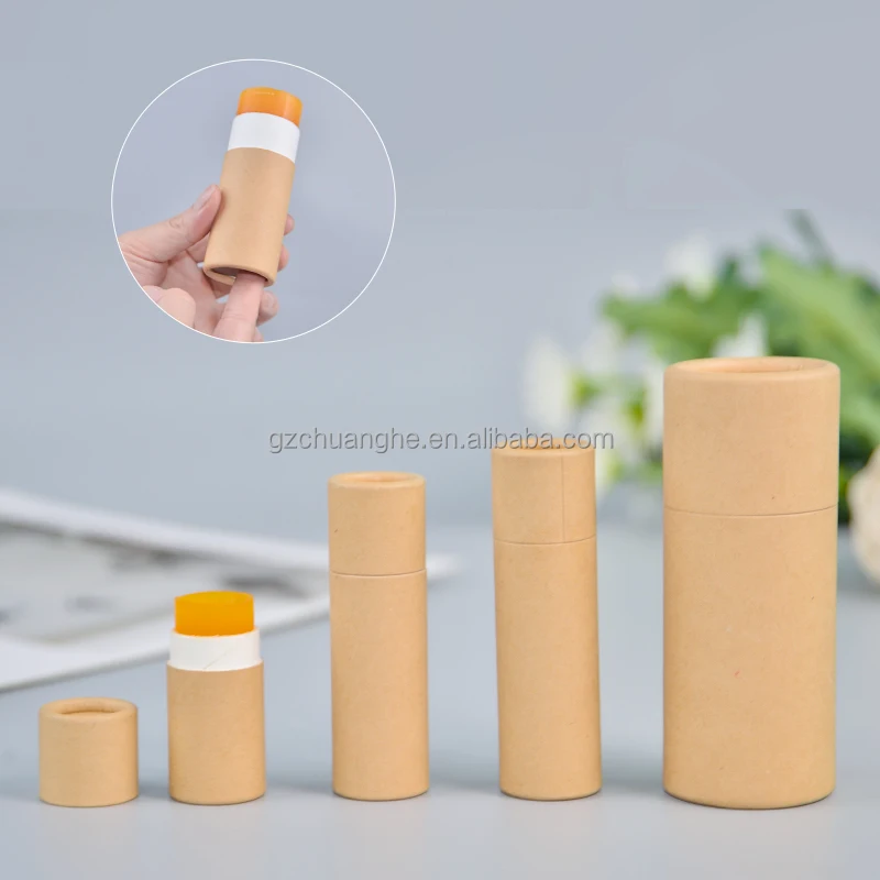 Wholesale black white kraft cardboard deodorant tubes cream container lip balm push up paper tube
