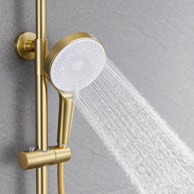Factory Outlet Bathtub Shower Column Set copper and brass material Gold Round Bathroom Shower Faucet