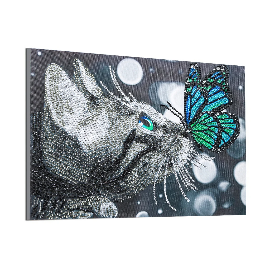 
Cunzhen Customized 30*40cm V037 Canvas Paintings Large Dot Digital Butterfly And Cat Diamond Painting 