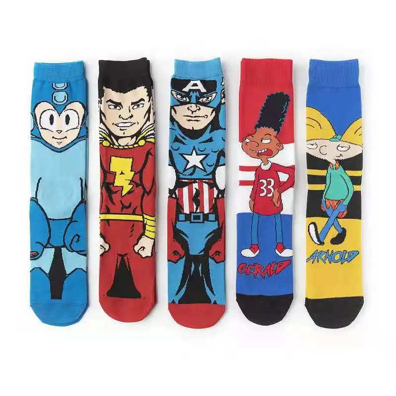 A018 Spider Iron Bat Man novelty socks Fun superhero comics comics Marvel characters anime socks wholesale