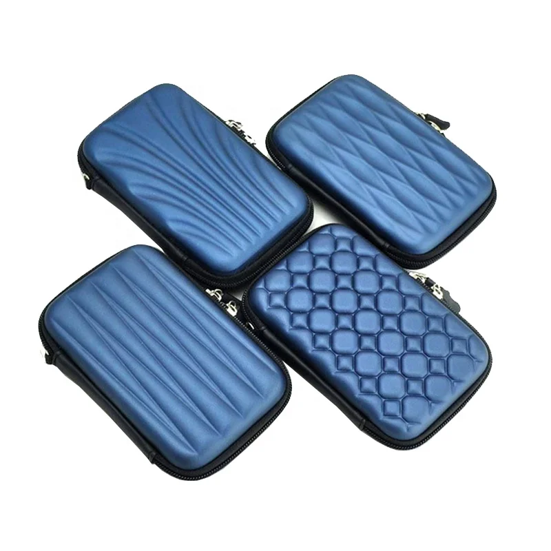 Hot sale durable hard shell leather hdd exteral carry case cover portable storage case for 2.5 hard disc with wrist strap