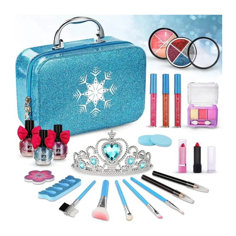 Washable Little Girls Makeup Kit Real Cosmetic Toy Safe Non-toxic Custom Logo Makeup Bag Set