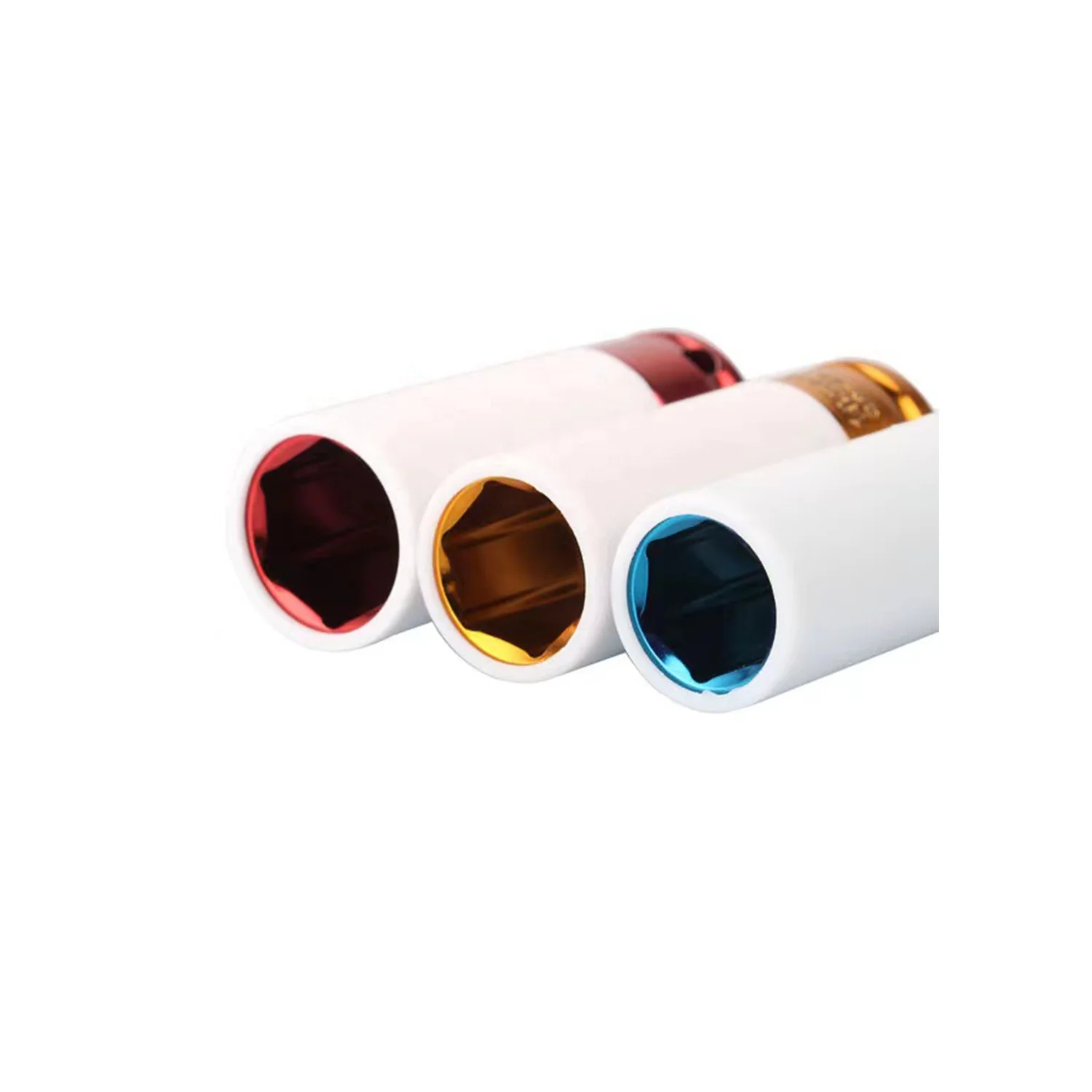 3PCS 17/19/21mm Tyre Protection Sleeve 1/2 Colorful Steam Sleeve Wall Deep Impact Nut Socket Set