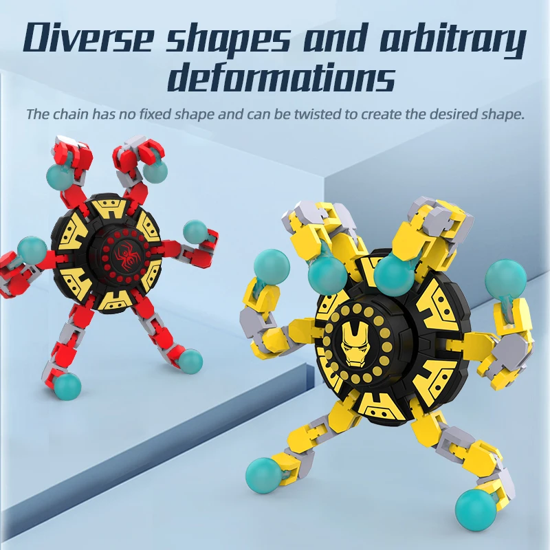 SL Fidget Spinners Fingertip Toy Chain Robot Toy DIY Deformation Chain Fingertip Spinning Top Toy For ADHD Autism Children Adult