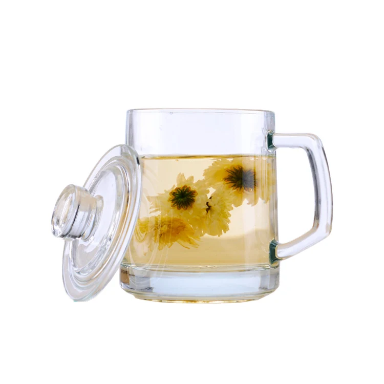 Китайская чайная чашка из боросиликатного стекла с ручкой и крышкой