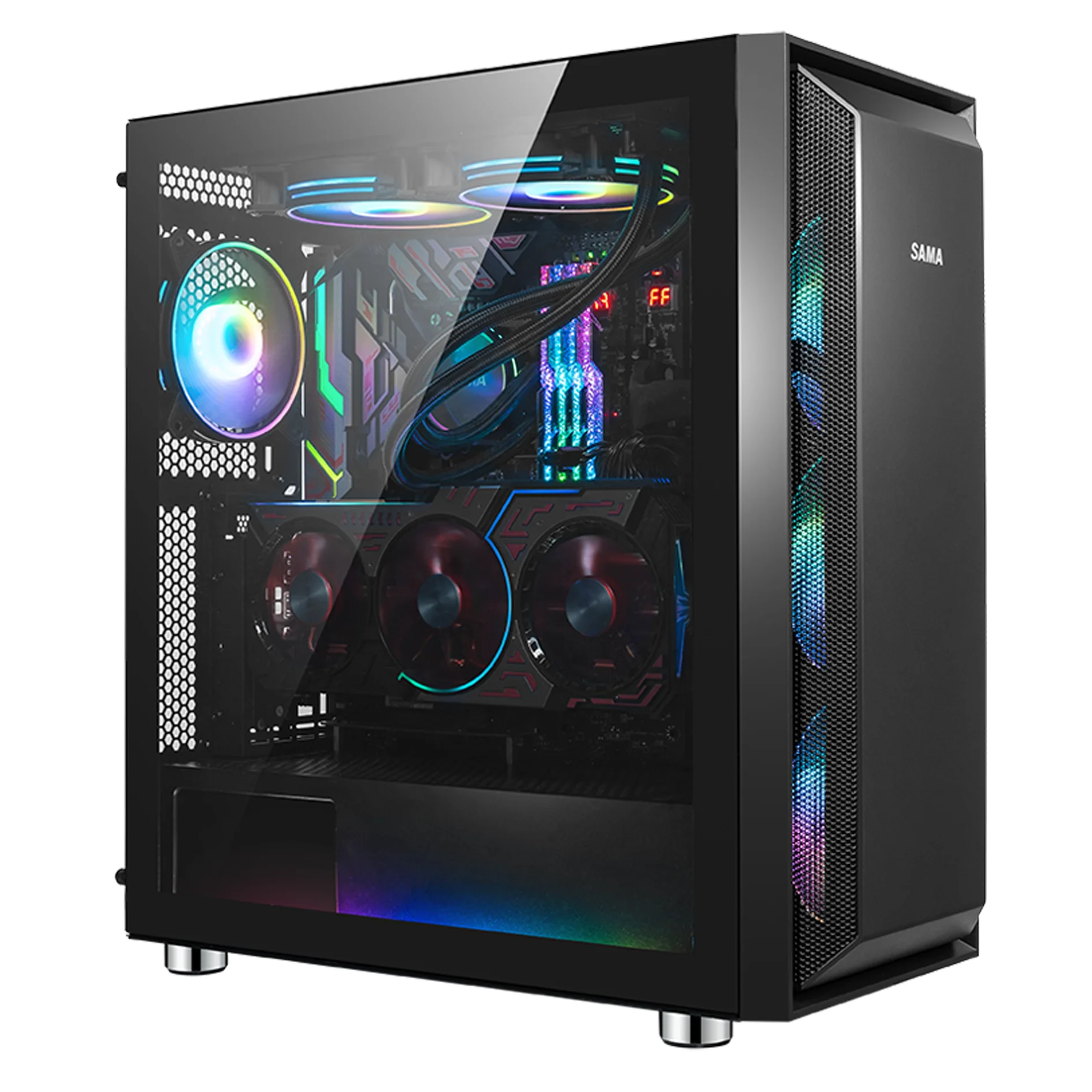 SAMA new fashion full tower tempered glass computer pc case gaming whole computer cases (1600443357506)