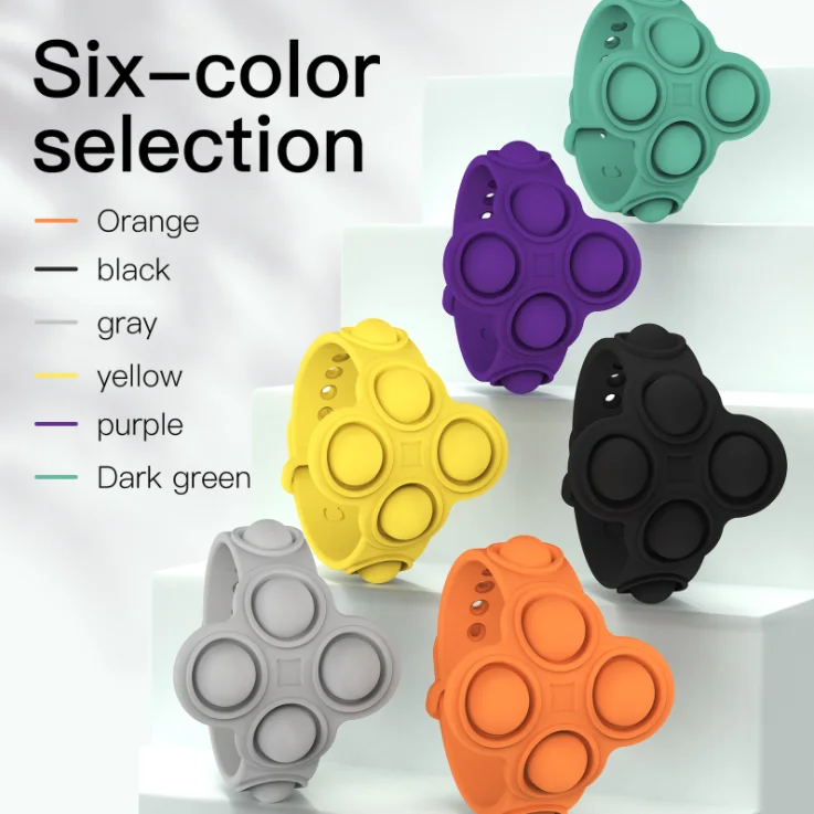 
Wholesale amazon hot keychain puzzle push finger bubble fedget toy bracelet pops band tiktok popper fidget toy bracelet 