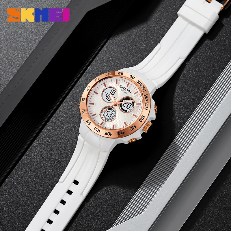 Skmei 2106 fancy odm men digital watch best Silicone strap water resist double display  sports watch manufacturer