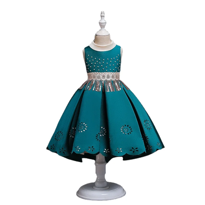 2022 European and American pompous princess dress foreign style performance dress Girls Casual Wear Falbala Dress
