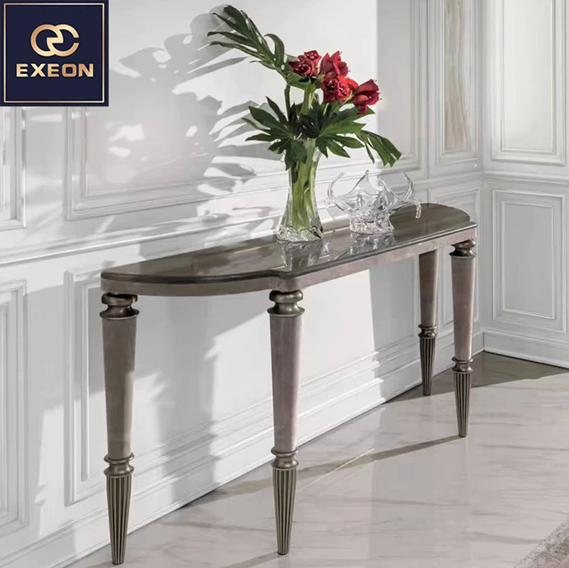 Modern Furniture Corridor Entrance Porch Luxury Villa Living Room Against The Wall Marble Metal Porch Table