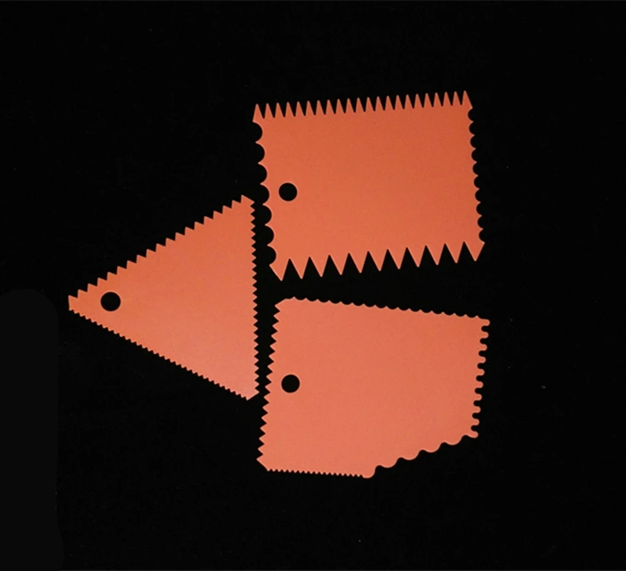 Three-piece rose red and yellow plastic cream cake scraper pastry dough cutting knife