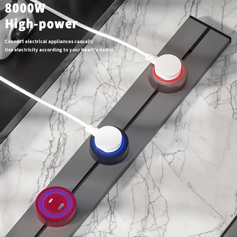 Aluminum alloy wall rail socket, smart home embedded hidden socket, movable modular desktop power socket panel