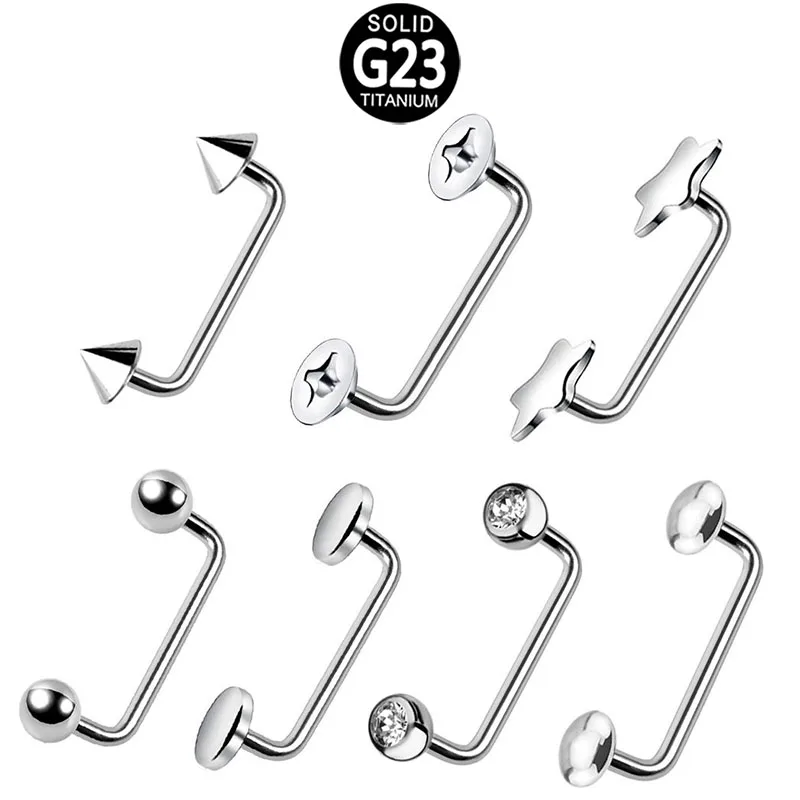 ASTM F136 Titanium Surface Barbell Ball Spikes Smooth Disc Star Flat Disc Opal Shape Body Piercing Jewelry