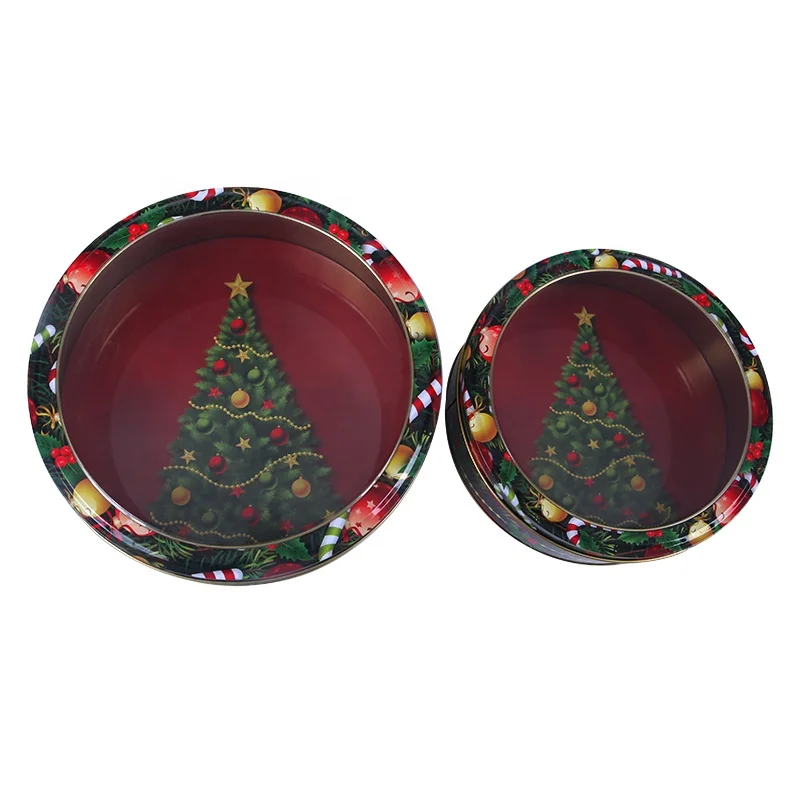 Empty Round Cookie Biscuit Cake Packaging Metal Tin Box with Custom Printing