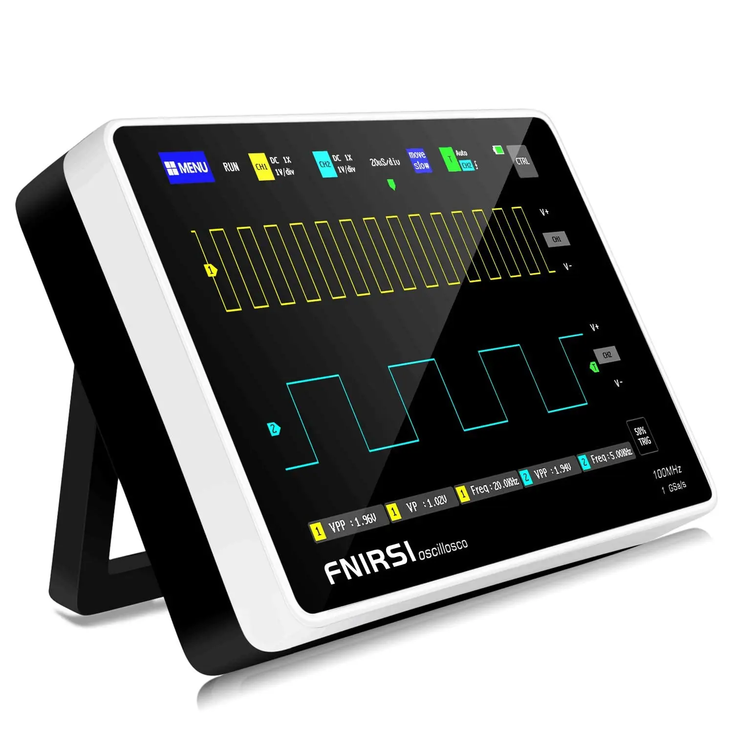 Aismartlink  1013D Plus Oscilloscope - Portable Handheld Tablet Oscilloscope with 100X High Voltage Probe, 2 Channels 100Mhz