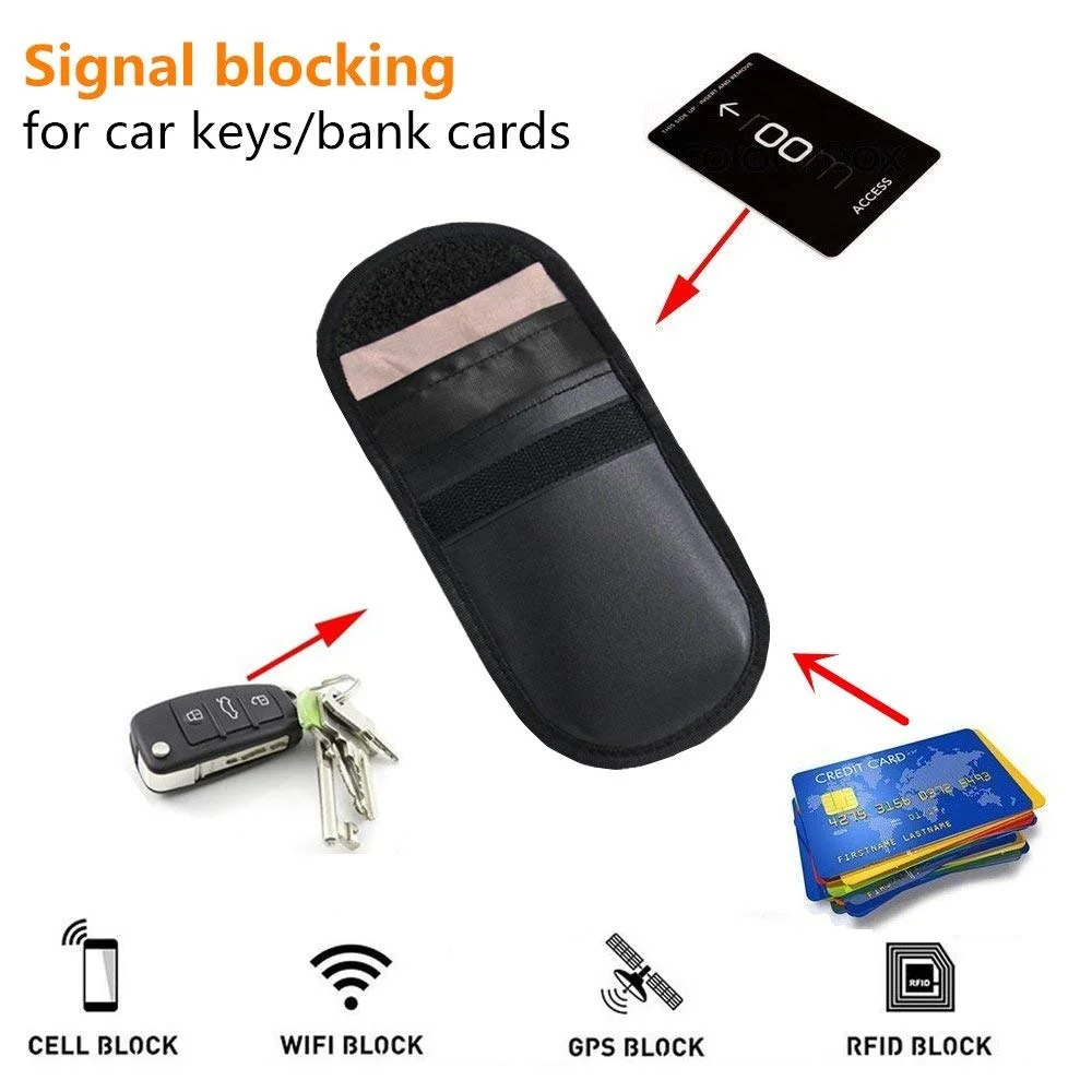 Signal Block Cover Key Pouch for WIFI/GSM/LTE/NFC/RF Blocked Key Fob Cover RFID Blocking Car Key Case Faraday Bag