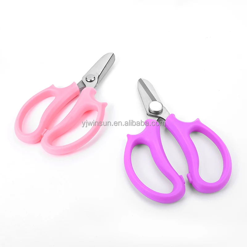 Factory direct supplier stainless steel garden scissors with colorful softy plastic handle easy cutting pruning shears