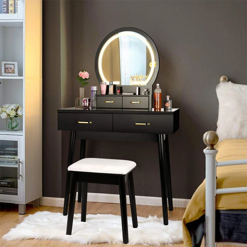 Phoenix Handicrafts Supplier Direct Sales Mdf Touch Screen Small Mnordic With Mirror Led Dressing Table For Bedroom