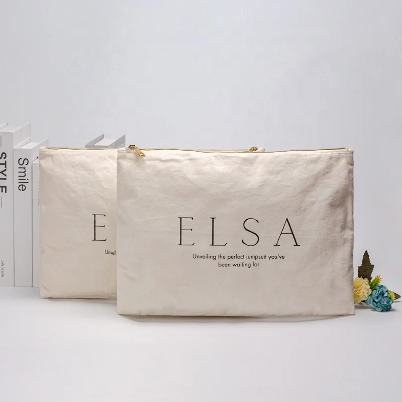 Eco Friendly Custom Cotton Zipper Pouch Make Up Bags Cotton Canvas Makeup Cosmetic Bag With Logo