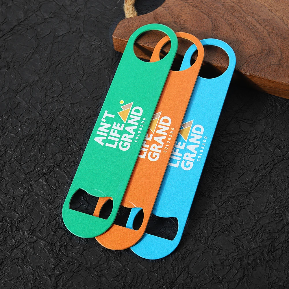 Wholesale Opener Bottle 2d 3D Letter Logo Stainless Steel Flat Bottle Opener Summer Bar Beer Bottle Opener with Packing Card