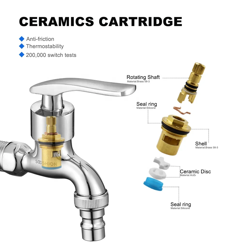 Professional Single Handle Wall Mounted Washing Machine Bibcock Outdoor Garden Chrome Modern Quick Open Bibcock Water Tap