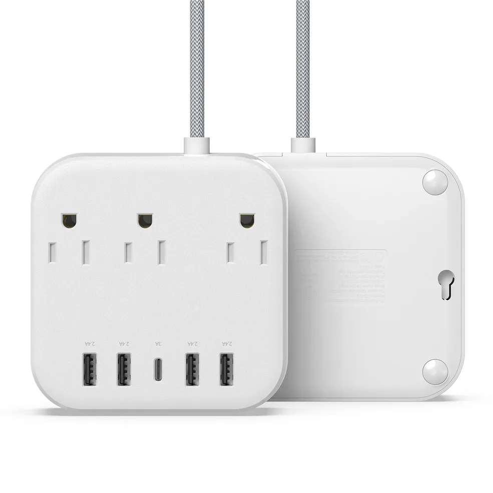Universal socket extender 3 AC outlet extention quick charger surge protector plug electrical power strips