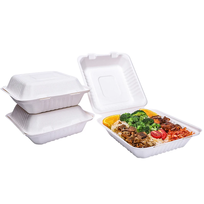 Health First Choice Takeaway Natural  100% Biodegradablesugarcane Bagasse Clamshell Box Disposable Food Containers