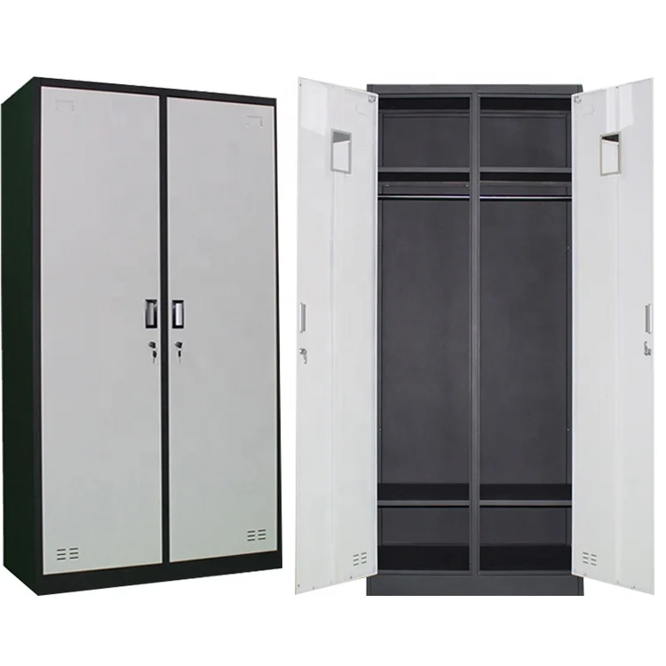 China Wholesale Easy Assembly Steel Iron Almirah Metal Locker Cheap Closet Wardrobe With Mirror