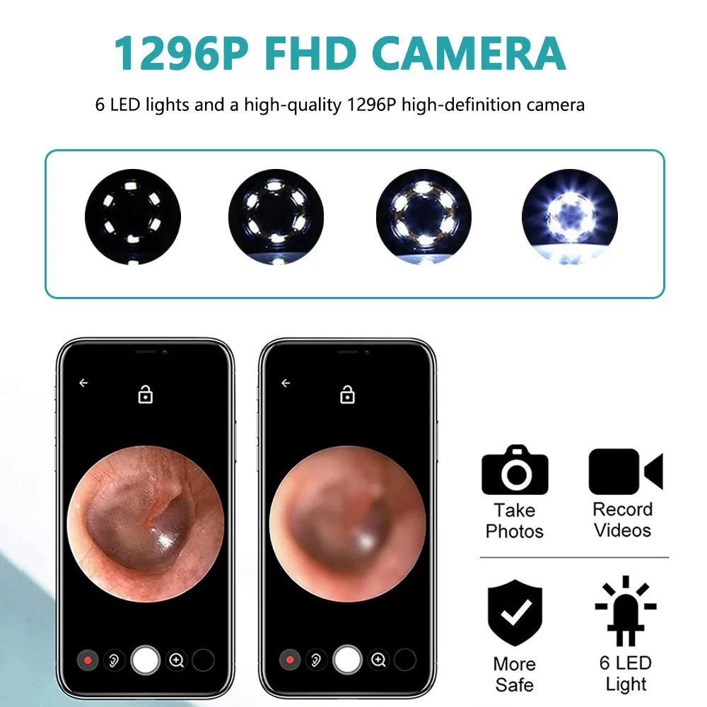 NE3 Ear Cleaner Ear Wax Removal Tool with Camera LED Light Wireless Otoscope Smart Ear Cleaning Kit