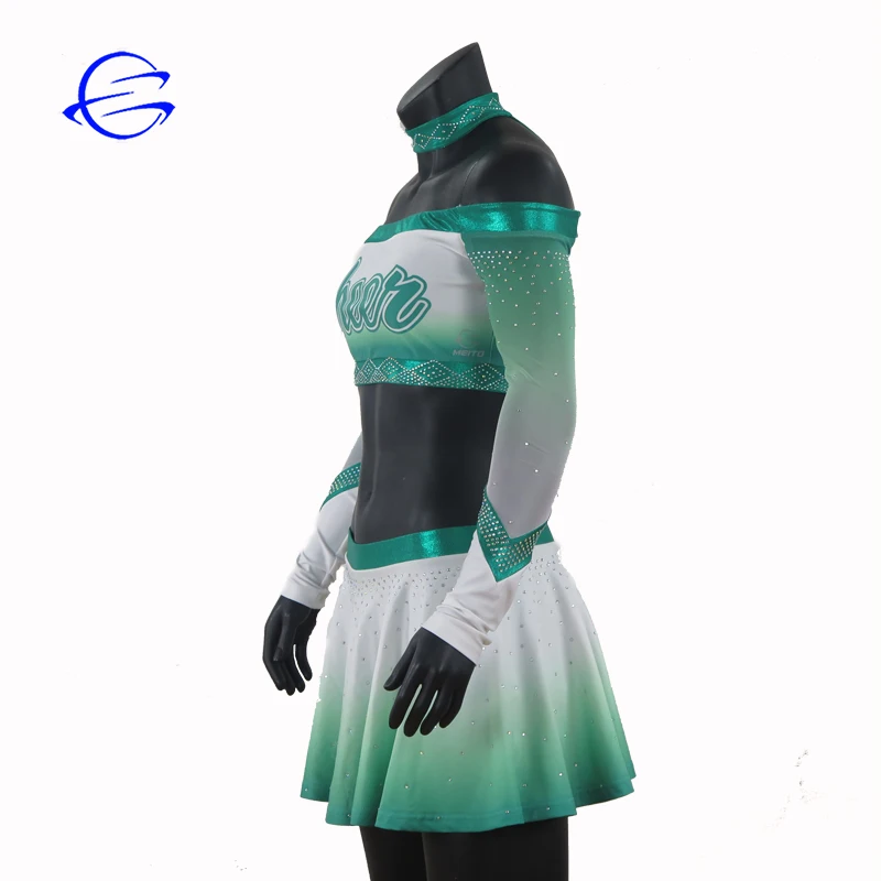 Custom Wholesale Cheer Wear Dye Sublimation Quick Dry Rhinestones Sexy Women Cheerleading Uniforms Free Design