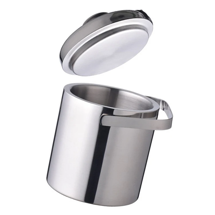 1.3L Insulated Stainless Steel Champagne Cooler Ice Bucket Set with Lid Scoop Tongs Strainer